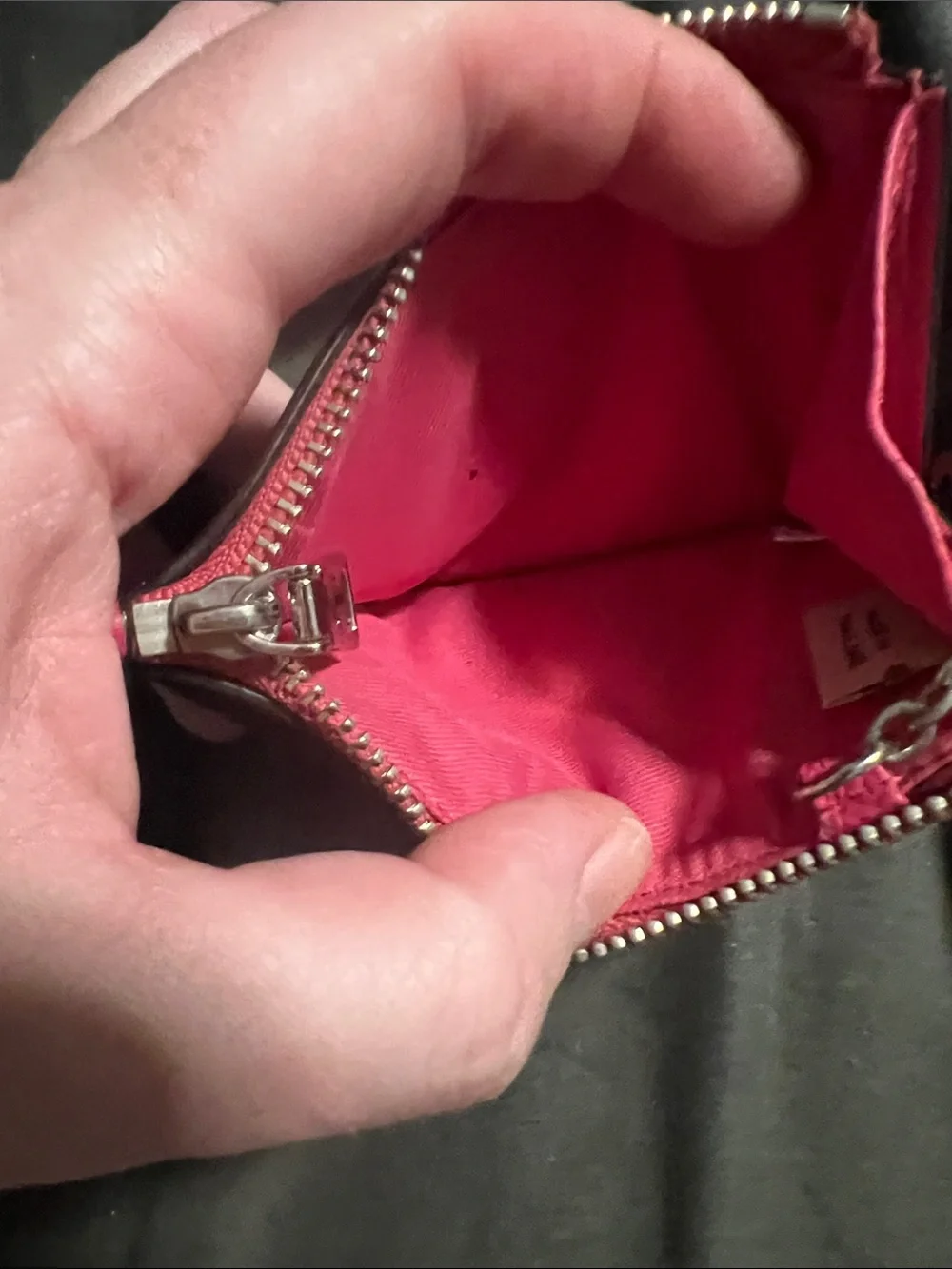 Coach Hot Pink Leather Zip Card Pouch with Keyring